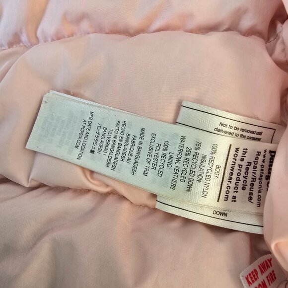PATAGONIA down puffer jacket 4T, Powder pink with hood. Good condition, clean - Picture 7 of 16